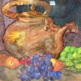 Watercolor  Painting By Marilyn Wimmer - Copper Pot and Fruit