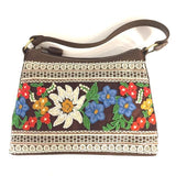Isabella Fiore Brown-Multi Leather Embroidered Shoulder Bag - Treasures Upscale Consignment