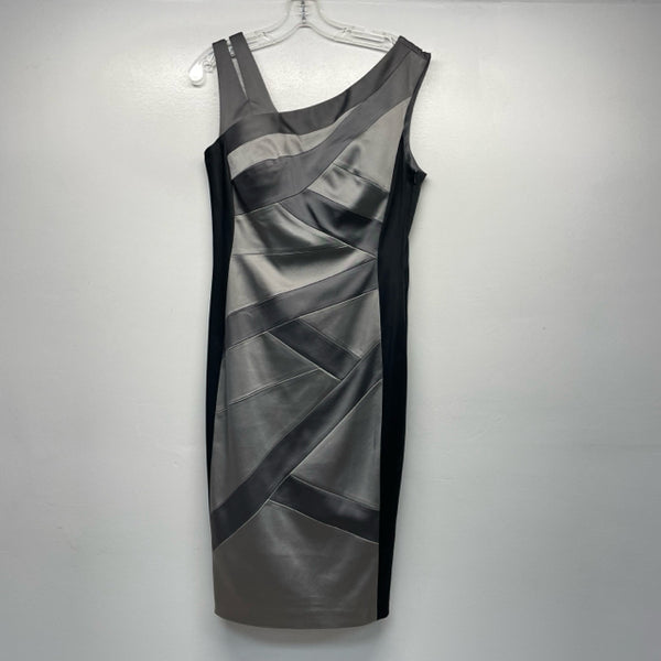 Jax Size 10-M Women's Black-Silver Color Block Sheath Dress