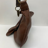 Chi Designed  by Falchi Brown Leather Pebbled Shoulder Handbag
