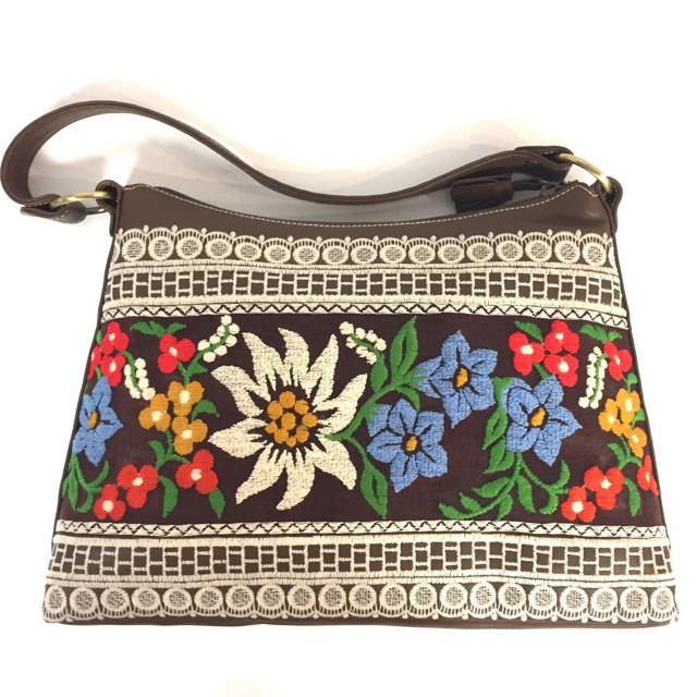 Isabella Fiore Brown-Multi Leather Embroidered Shoulder Bag