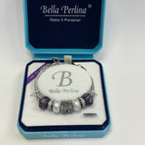 Bella Perlina Silver-Purple Pearl Bracelet