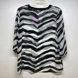 Chico's Size 1-M Women's Black-White Stripe 3/4 Sleeve Blouse