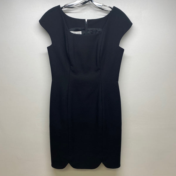 Constance Saunders Size S-6 Black Textured Sleeveless Women's Cotton Blend Dress