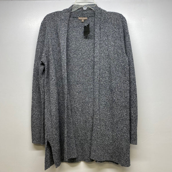 Lilla P Women's Size L Gray-Black Tweed Maxi Cardigan Sweater