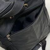 Black Leather Solid Backpack