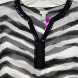 Chico's Size 1-M Women's Black-White Stripe 3/4 Sleeve Blouse