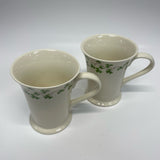 Shannon Cream-Green Ceramic Mug with Shamrock Pattern Set of 2