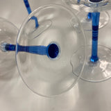 Set of 6 Wine Glasses with Blue Stem