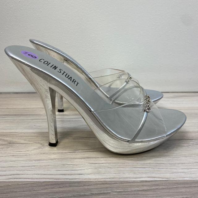 80s silver high heels sz 7.5, Vintage 1980s PANCALDI metallic shoes,  leather pumps, 80s designer shoes Italy
