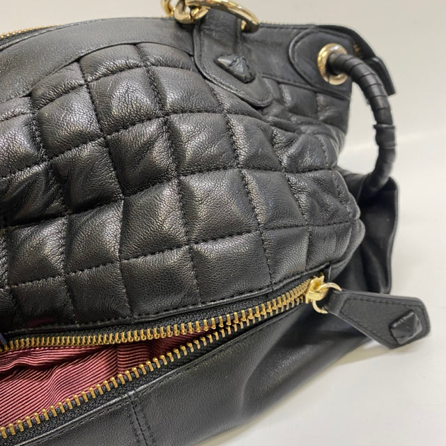 BCBG Maxazria Black Quilted Leather Shoulder Handbag
