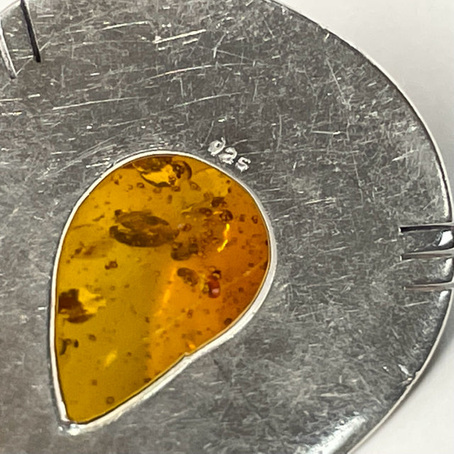 Silver-Yellow Amber Pendant
